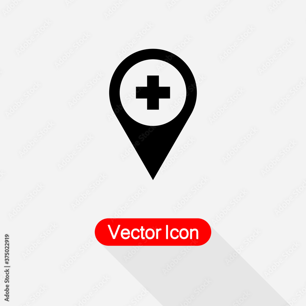 Medical Map Pointer Icon Vector Illustration Eps10