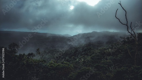 Canvas Print dramatic clouds over the mountains