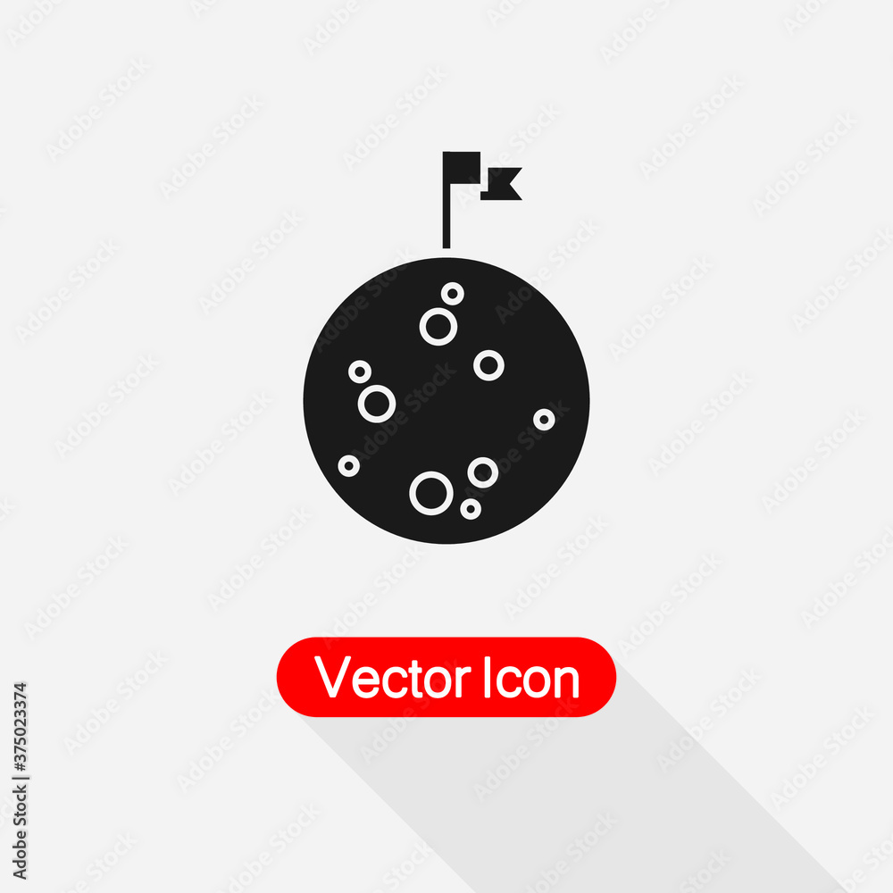 Obraz premium Moon With Flag Icon Vector Illustration Eps10