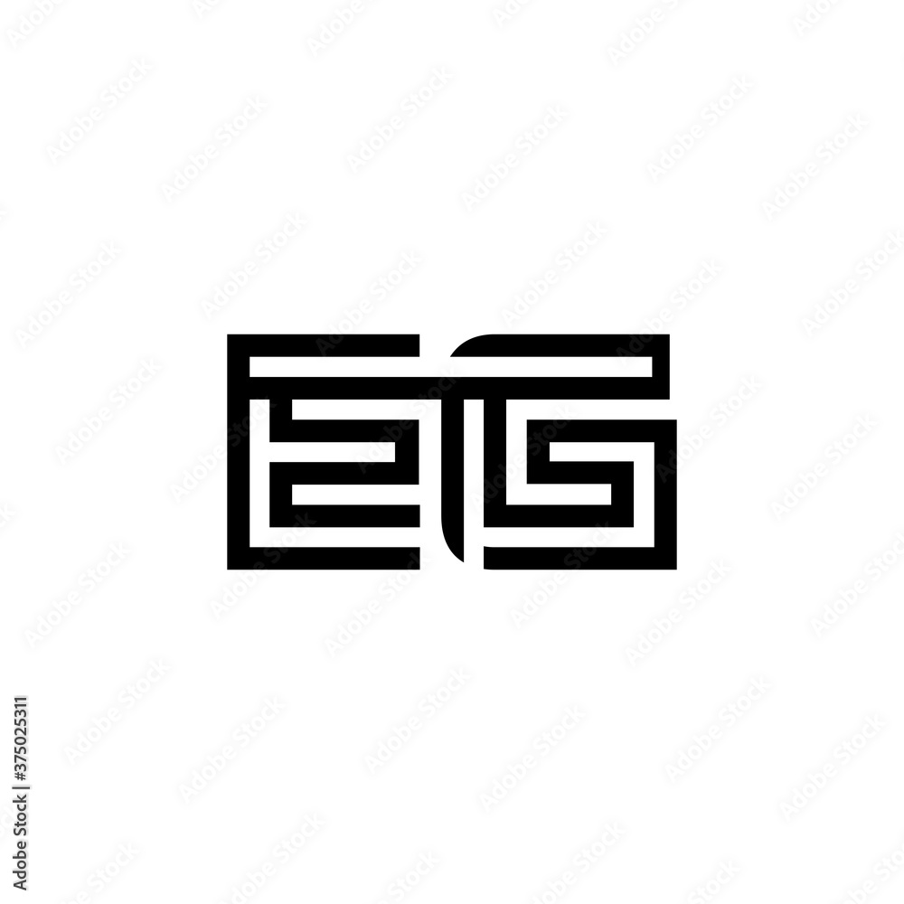initial letter eg line stroke logo modern