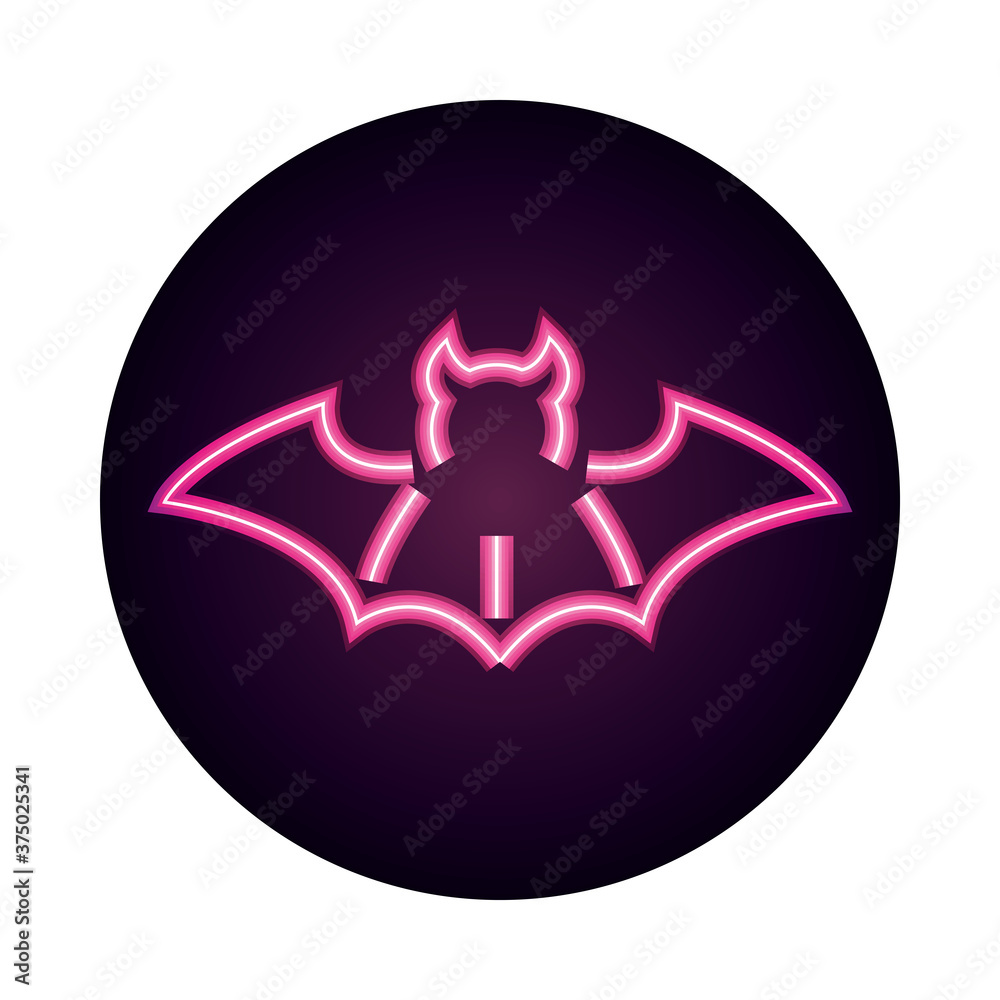 happy halloween, little bat trick or treat party celebration neon icon style happy halloween, little bat trick or treat party celebration neon icon style