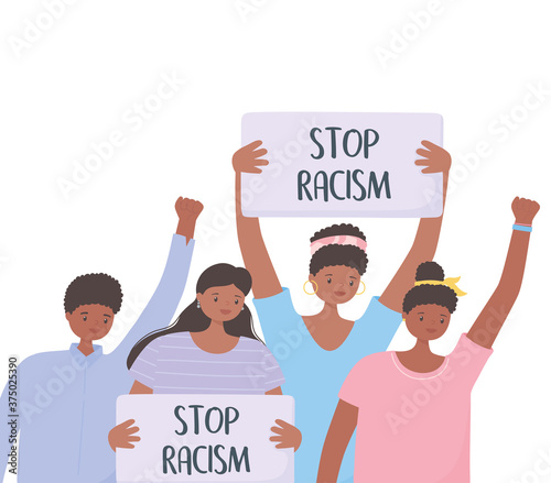 black lives matter banner for protest, crowd of people protesting, awareness campaign against racial discrimination