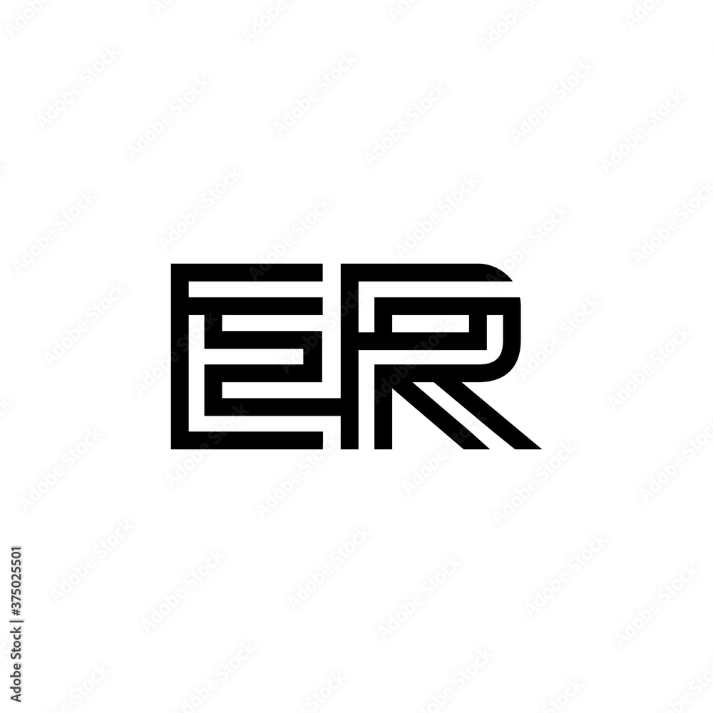 initial letter er line stroke logo modern
