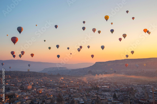 hot air balloon at sunrise on Cappadocia,Turkey