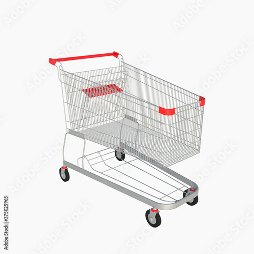 Shopping cart isolated on white background. 3D illustration with clipping path.
