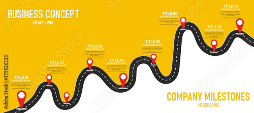 infographic road illustration Can be used for process, presentations, layout, banner,info graph There are 8 steps or layers.