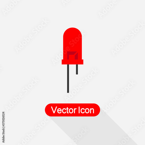 Red Led Icon,Led Icon, Diod Icon, Light Emitting Diode Icon Vector Illustration Eps10