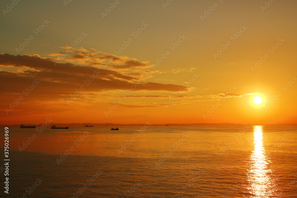 Obraz premium 東京湾の夕焼け