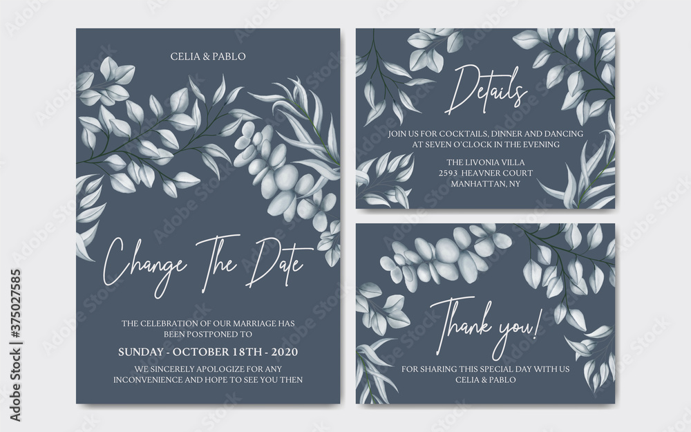 Luxury floral postponed wedding invitation card Luxury floral postponed wedding invitation card