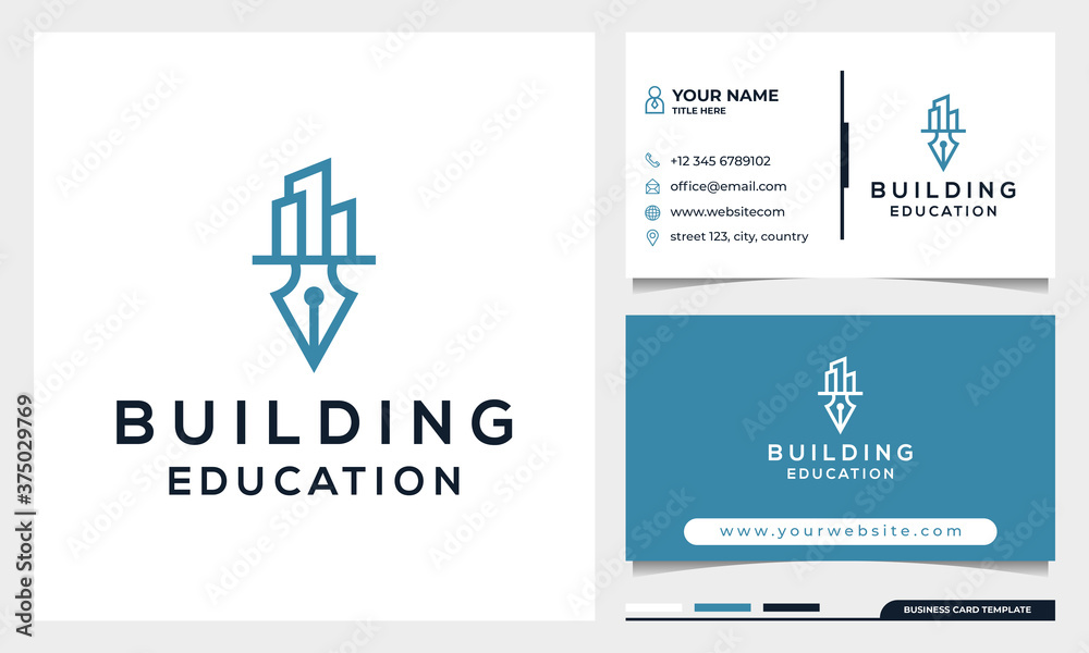 Education and building logo design concept with business card template Education and building logo design concept with business card template