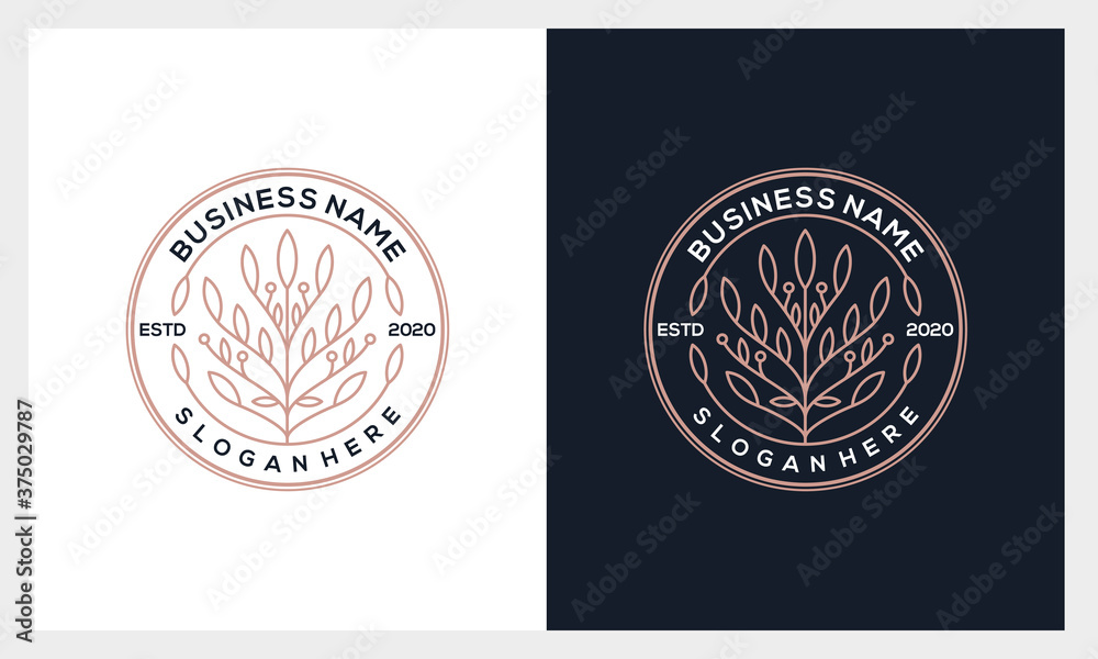 Fototapeta premium badge flower logo design, luxury Beauty, fashion, salon, spa, yoga logo template