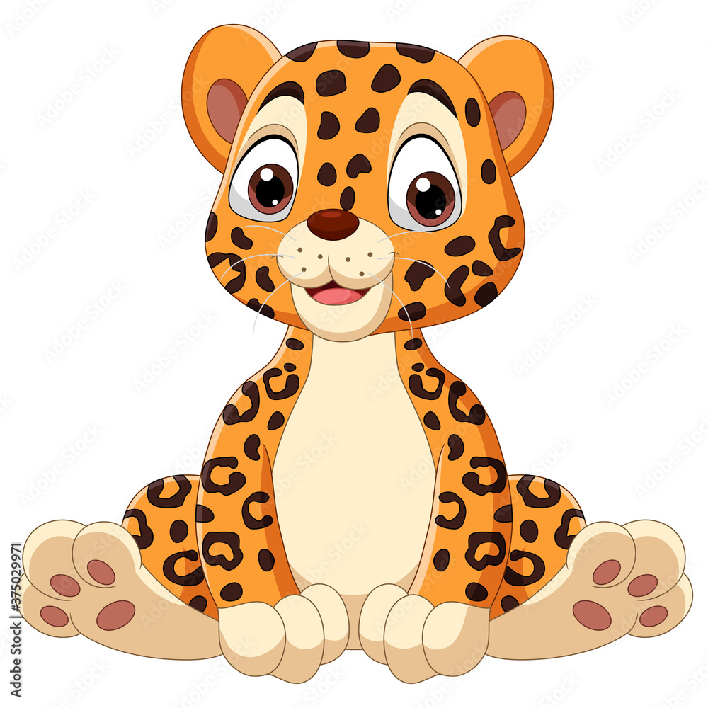 Cute baby leopard cartoon sitting Cute baby leopard cartoon sitting