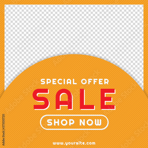 Frame product image concept sale banner overlap layer yellow color design