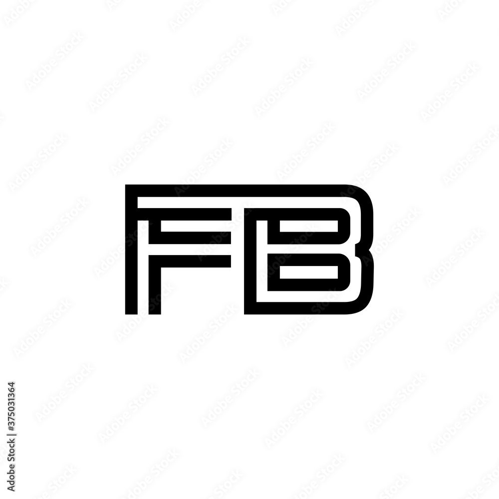 initial letter fb line stroke logo modern