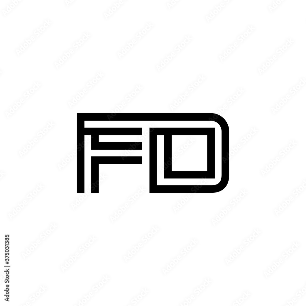 initial letter fd line stroke logo modern