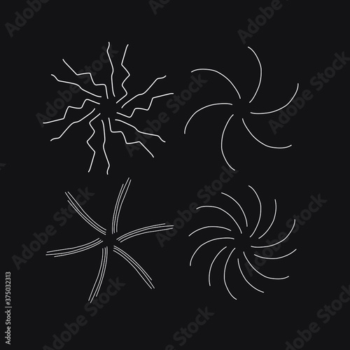 Set, colletion of vintage sunbursts, explosion doodles isolated on white background EPS Vector Abstract photo