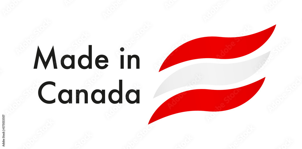 Made in Canada logo. Three stroke flag colours. Made in Canada logo. Three stroke flag colours.