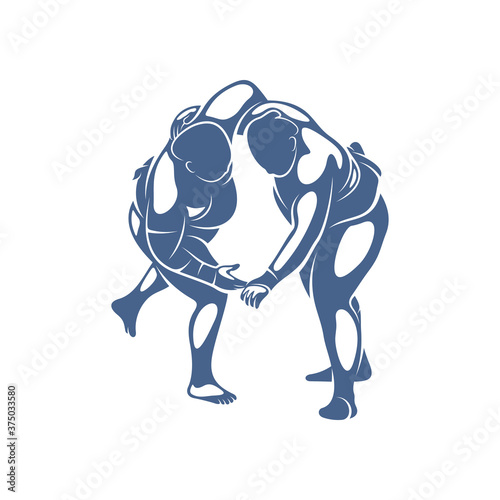 Sumo fighter logo design template, vector graphics to design