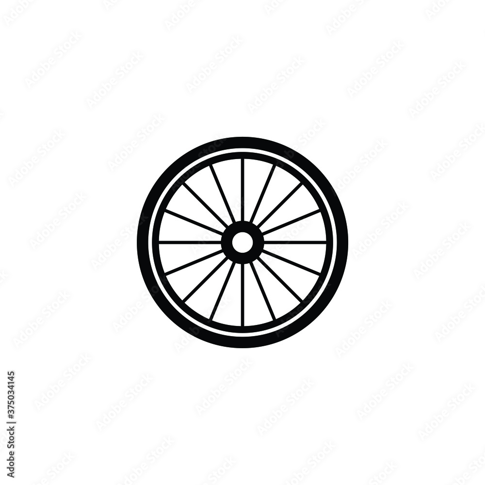Bike wheel icon vector on white