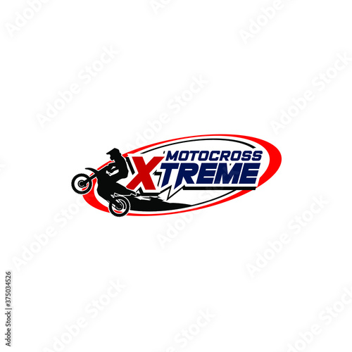 Motocross sport logo template. Sport badge logo vector