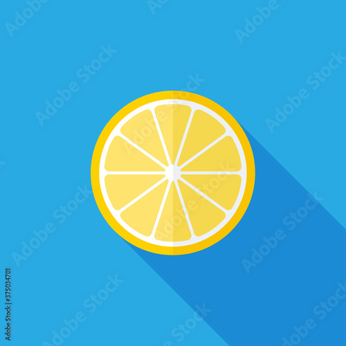 Flat Lemon Slice With Long Shadow