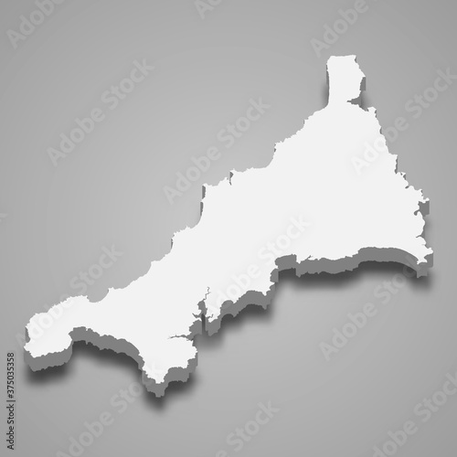3d map of Cornwall is a ceremonial county of England