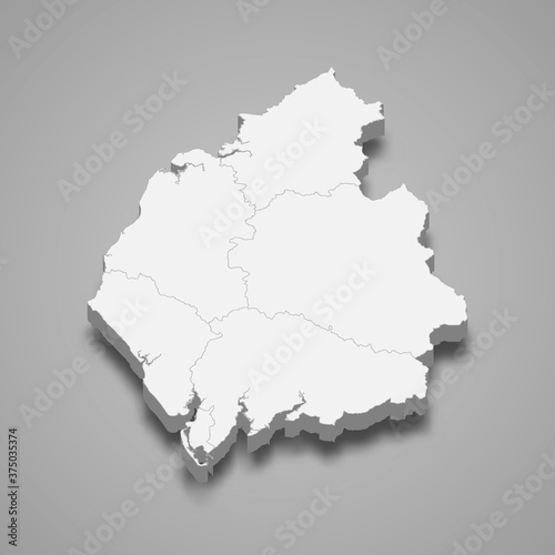 3d map of Cumbria is a ceremonial county of England