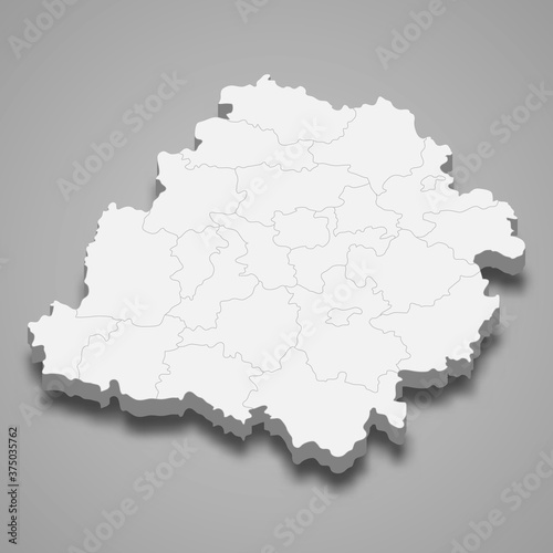 3d map of Lodz voivodeship is a province of Poland,