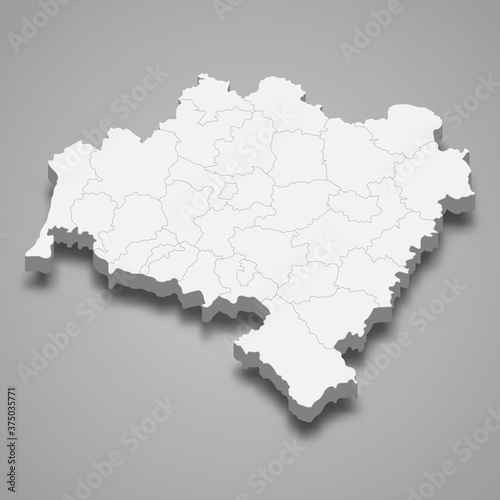 3d map of Lower Silesia voivodeship is a province of Poland,