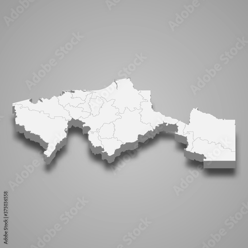 3d map of Tabasco is a state of Mexico,