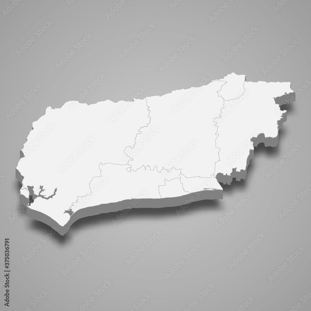 Obraz premium 3d map of West Sussex is a ceremonial county of England