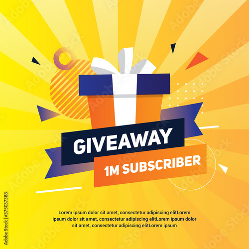 giveaway banner with fluid gradient yellow with gift box vibrant for social media template