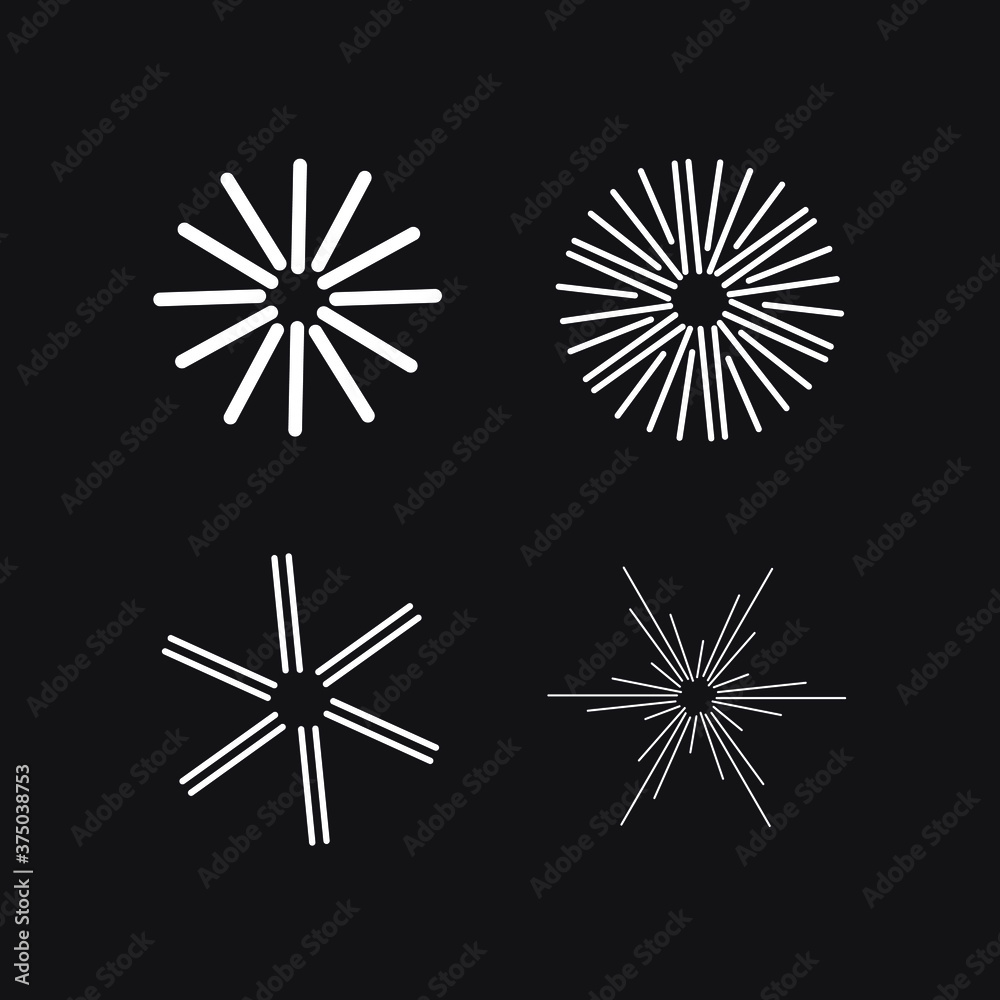 Set collection of vintage sunbursts, explosion doodles isolated on white background EPS Vector Abstract