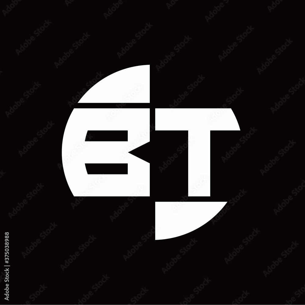 BT Logo monogram with slice circle shape rotate design template BT Logo monogram with slice circle shape rotate design template