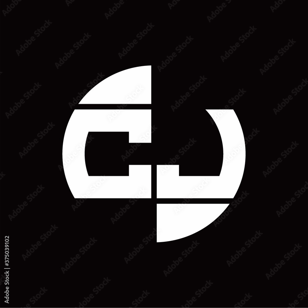 CJ Logo monogram with slice circle shape rotate design template CJ Logo monogram with slice circle shape rotate design template