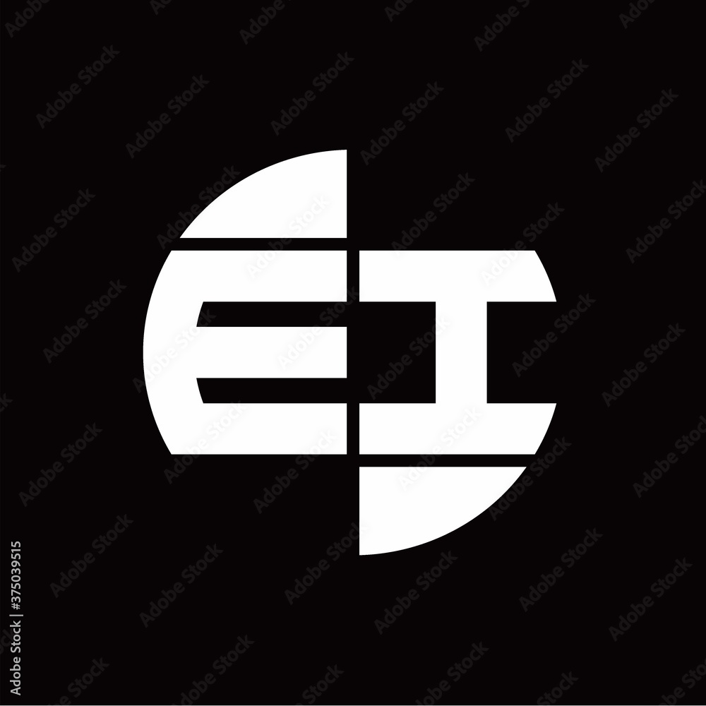 EI Logo monogram with slice circle shape rotate design template EI Logo monogram with slice circle shape rotate design template