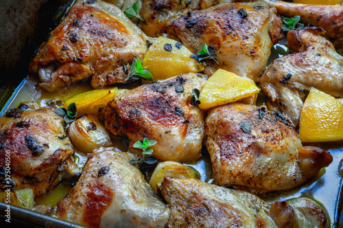 Chicken Traybake with Lemon in Oven Dish