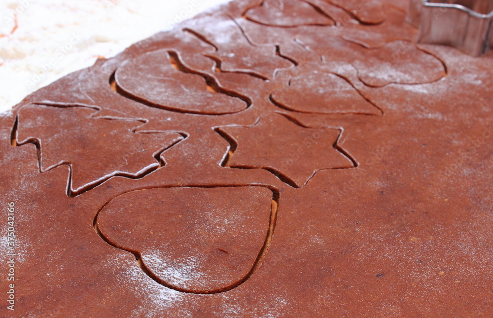 Dough for gingerbread or other festive cookies. Christmas time