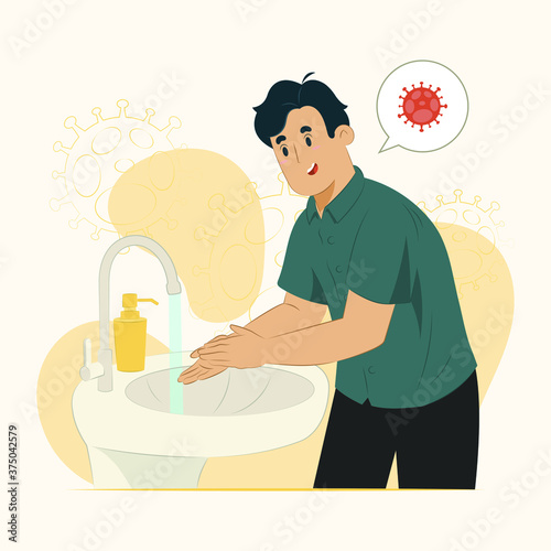 Handwashing concept prevent epidemic rebound illustration