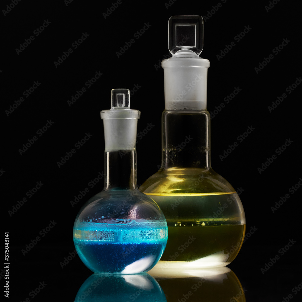 Glass flask with a chemical reagent.