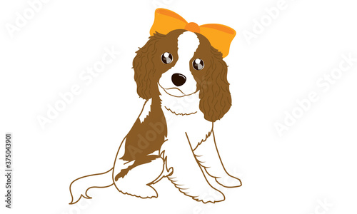 Cute fluffy dog cartoon vector