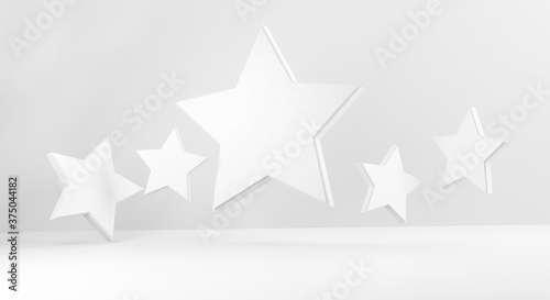 5 light grey white stars backdrop 3d-illustration © wetzkaz