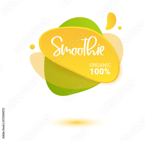 Smoothie vector label. Bright and shine stickers, labels, tags and banners for smoothie. For badges of fresh market, detox, farmers market, eco shop, smoothies drinks, juice cafe, green bar.