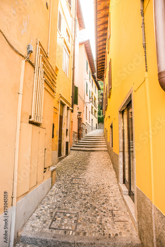 Old Narrow Cobblestone Street in Bellagio. Italy.