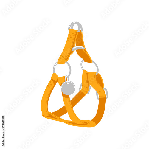 Adjustable dog harness. Leather accessory for pet animals cartoon vector illustration isolated on white background