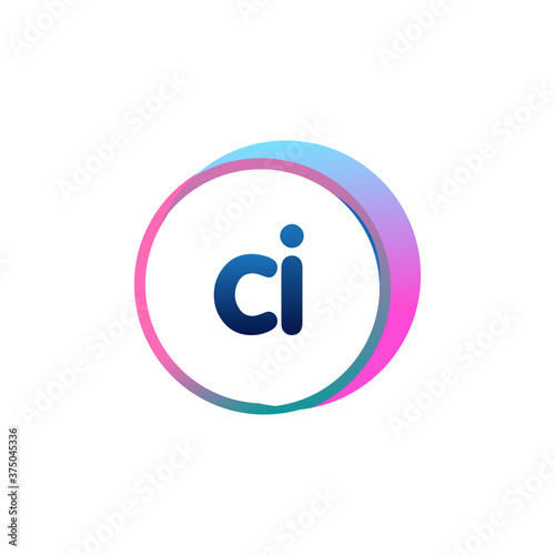 Letter CI logo with colorful circle, letter combination logo design with ring, circle object for creative industry, web, business and company.