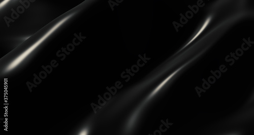 3d illustration Background of black waves, streaks of light and shiny surfaces, glistening, abstract shapes. For an elegant advertisement © nana