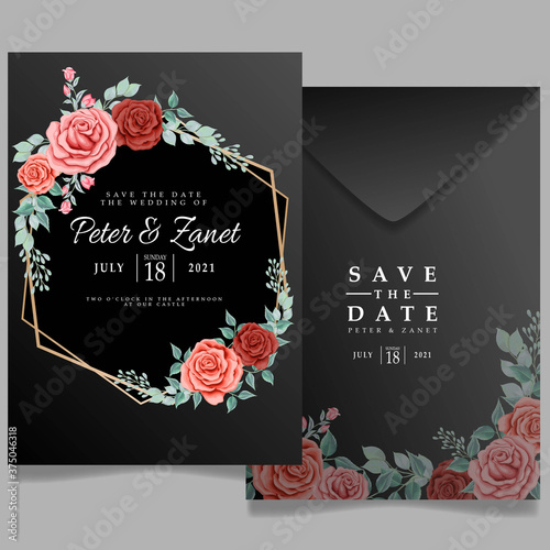 beautiful floral wedding event invitation card editable template