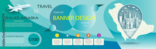 Travel poster vector template design with promotion text for presentation.