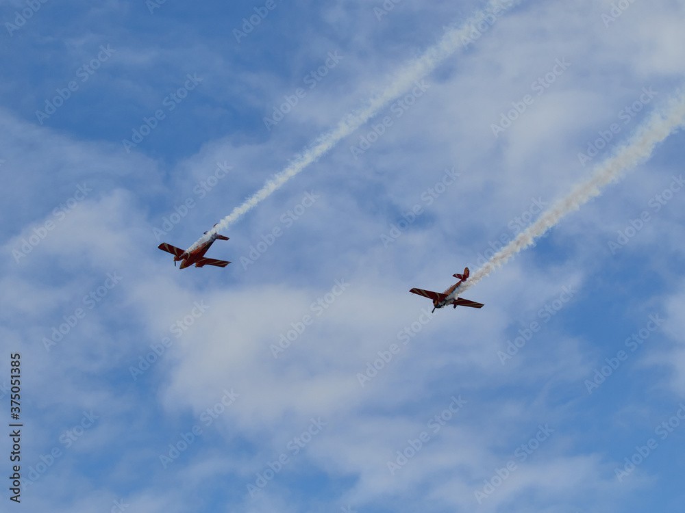Pilot performances of Yak piston aircraft at the air show Pilot performances of Yak piston aircraft at the air show